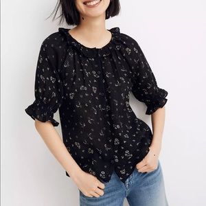 Madewell NWT Ruffle Collar Floral Top Size Small